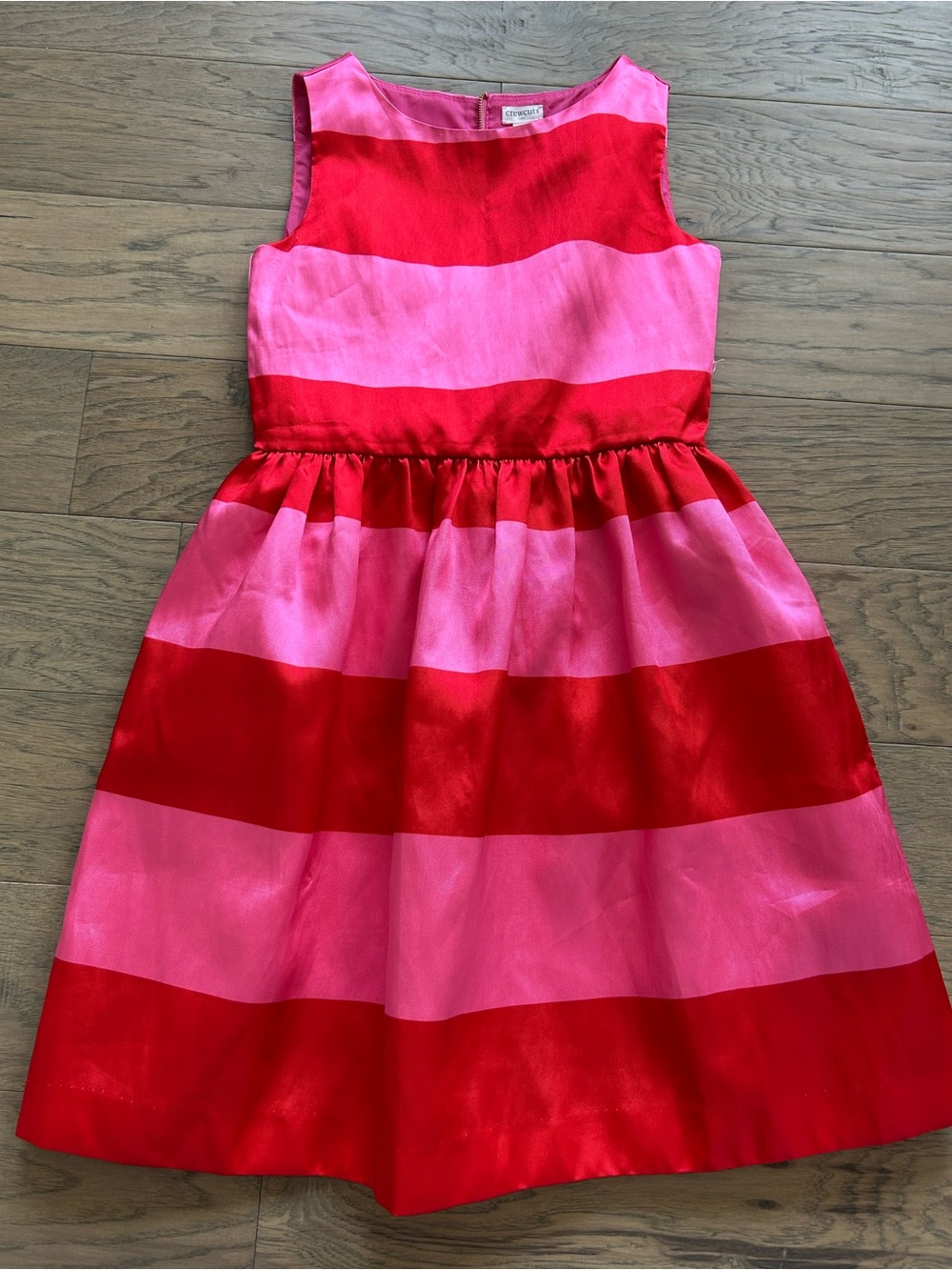 Crewcuts J. Crew Pink and Red Striped Party Dress Girls Size 10